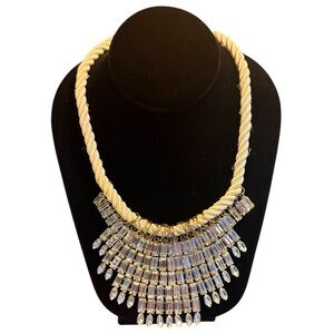 Etc! vintage Gold and Silver Rope Crystal Necklace